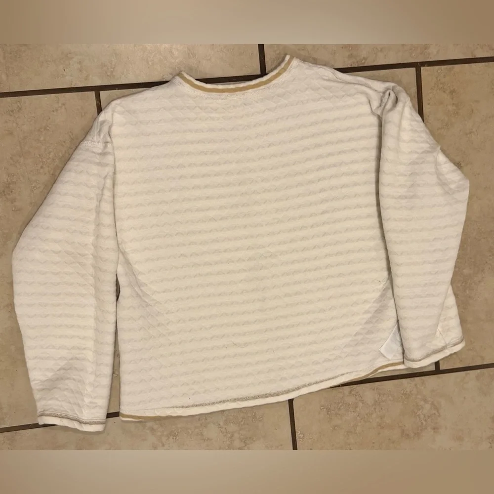 J. Crew Reversible Quilted Pullover Tan Cream Size Small